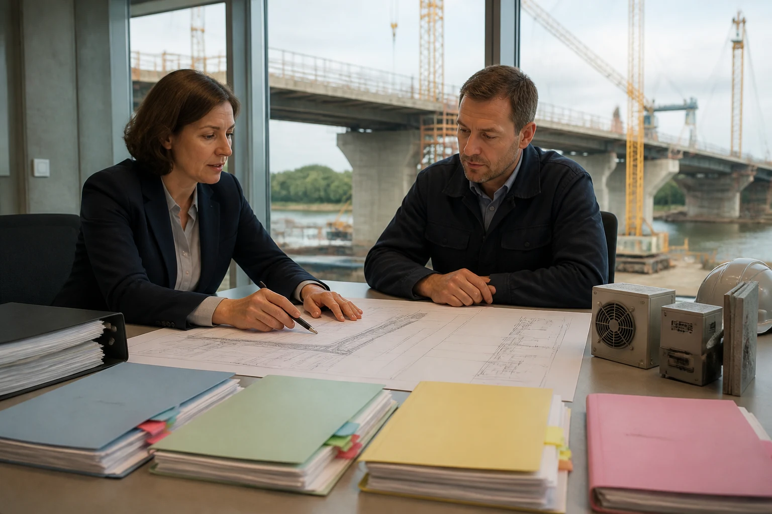 Vergabestelle und Bauunternehmen bereiten neue Regeln der VOB/A 2026 für ein Infrastrukturprojekt vor.