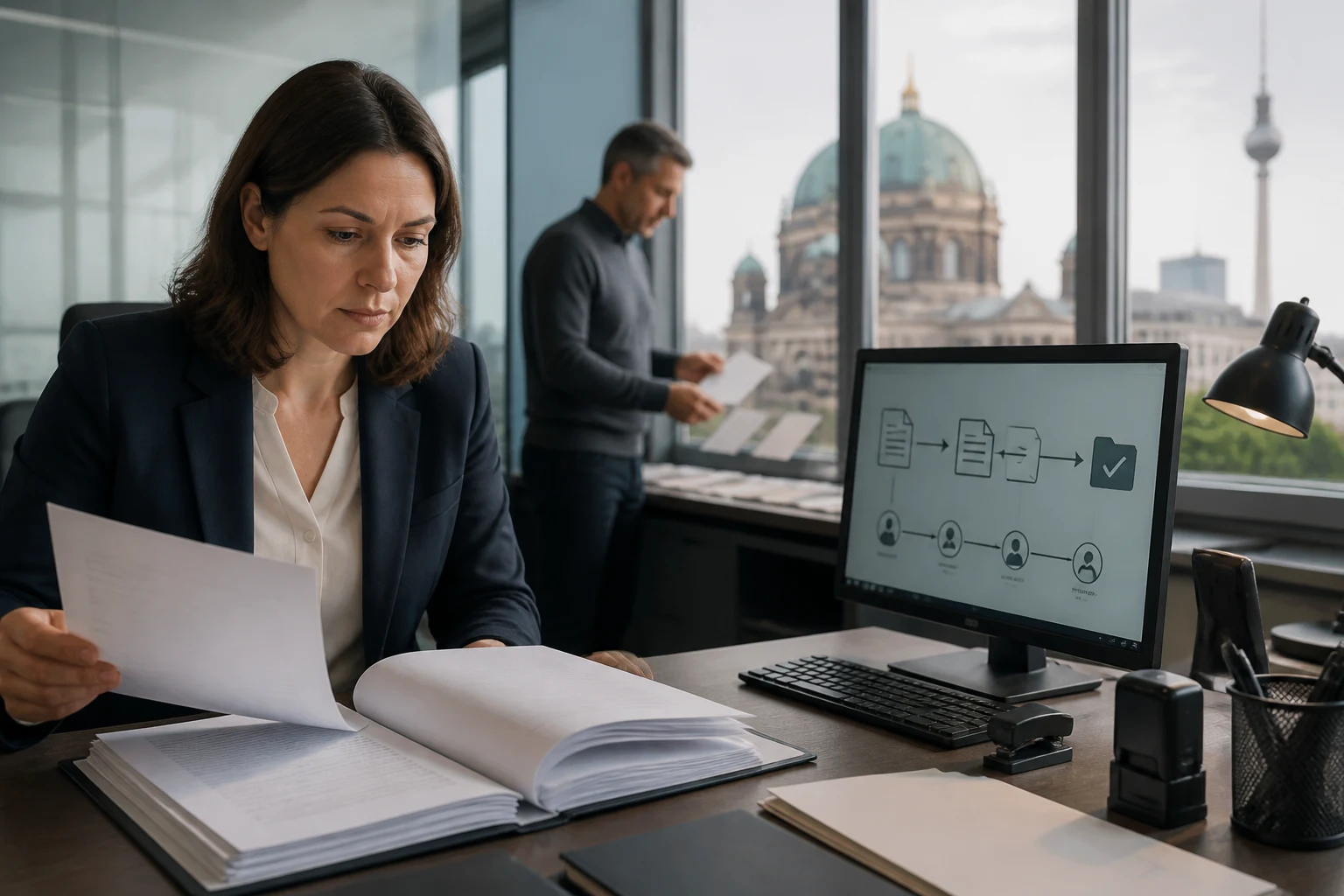 Berliner Vergabestelle prüft einen dokumentierten Direktauftrag mit Preisvergleich und elektronischer Abwicklung.