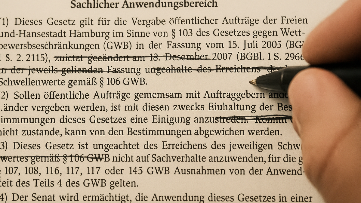 Umstellung von Schriftform auf Textform im Hamburgischen Vergaberecht